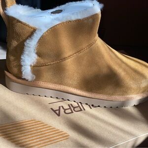 Tan Suede Shearling Boots